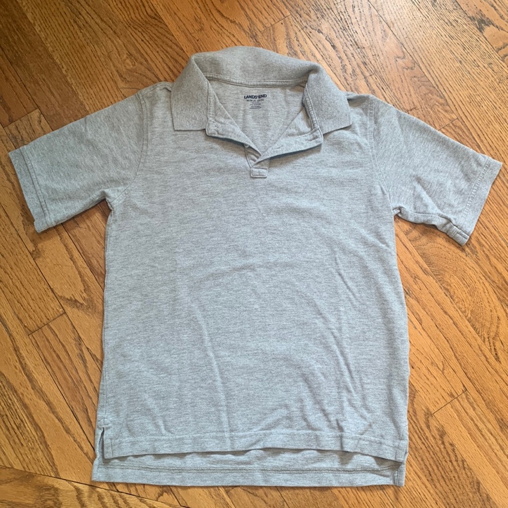 Lands end polo shirt grey boys size 10-12